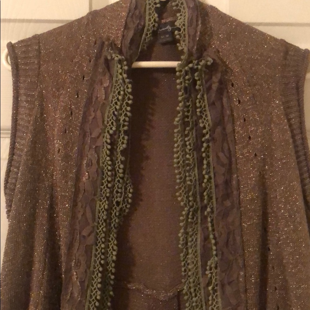 Lace Trimmed Shiny Vest